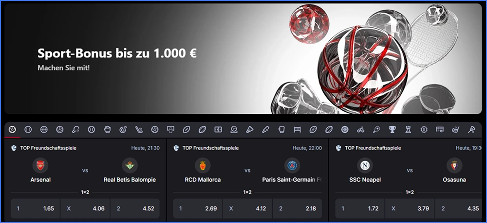 Sportwetten im Vulkan Spiele Casino mit Live-Wetten und Sportbonus